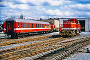 1986-22-033 Arnsberg Hüsten RLG Sonderfahrt mit dem WLE-Generator-Wagen auf der RLG-Strecke nach Arnsberg.