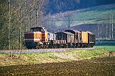 1988-55-048 Arnsberg Müschede D63 mit ihrem morgentlichen Güterzug nach Sundern.