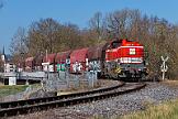 2021-03-31-027 Arnsberg Hüsten Ost Nach langer Zeit geht es mal wieder in die Heimat zur RLG. D57 rangiert erst in Hüsten mit Holzwagen, dann geht es mit Kohle nach Arnsberg zur Papierfabrik.
