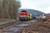 2021-04-10-020 Sundern Im Frühjahr 2021 herrscht reger Verkehr auf der RLG-Strecke nach Sundern. Alle 2 Wochen fährt samstags ein Holzzug in Sundern los. Ziel für die 57 ist Schwerte,...
