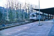 1987-35-027 Rösrath Hoffnungsthal Streckensperrung in Hoffnungsthal, die Citybahn endet hier.