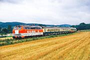 1987-43-045 Neuenrade Küntrop 75 Jahre Hönnetalbahn. Pendelzug mit 218 137 und 218 153.