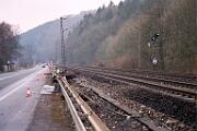 1991-000263 Plettenberg Ohle Zugunglück in Plettenberg-Ohle. Ein Güterzug ist auf stehende Waggons aufgefahren. Aufräumarbeiten.