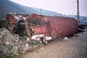 1991-000270 Werdohl Zugunglück in Plettenberg-Ohle. Ein Güterzug ist auf stehende Waggons aufgefahren. Aufräumarbeiten.