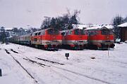 1991-x005713 Winterberg Wintersport-Sonderzüge in Winterberg. V.l.n.r.: 218 140, 218 135, 218 146