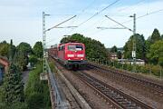 111 131 - 2025-09-24-017 Dortmund Oespel Umgeleiteter TRI RE11-Ersatzzug mit 111 131 nach Hamm.