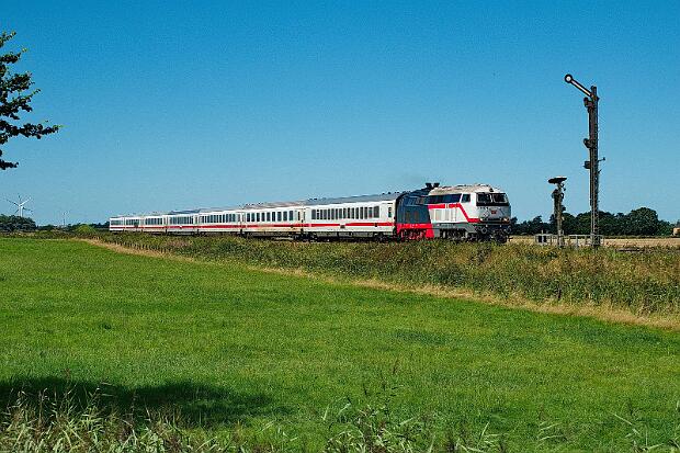 Eisenbahn August 2025 Urlaub in Schleswig-Holstein mit Foto aus Boren mit der Lindaunis-Brücke, Süderbrarup, Flensburg, Dagebüll,...